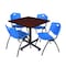 Kobe Kobe Square Table & Chair Set, Wood, Metal, Plastic Top, Mahogany TKB3636MH47BE - alternate 1